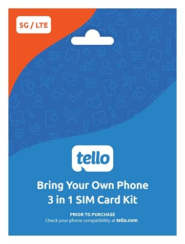 Tello 3 in 1 SIM card kit packaging